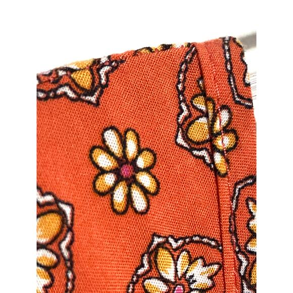 J Jill Floral Button Blouse Orange Top L Hippie Boho Peasant Lagenlook Tassel - Picture 3 of 10